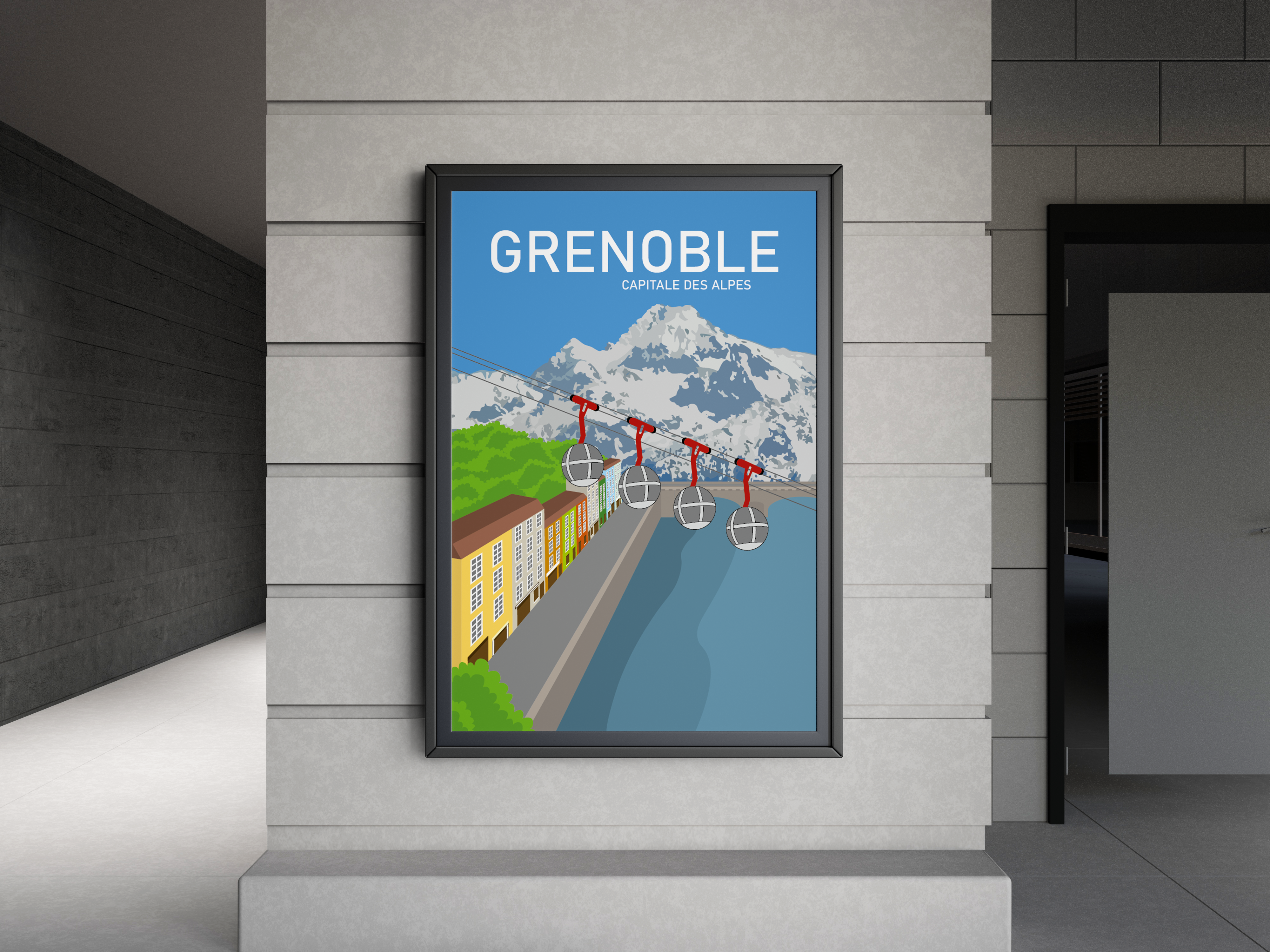 Affiche En Illustration De La Ville De Grenoble